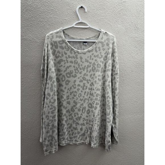 Old Navy Womens Shirt Size XXL White Gray Animal Print Long Sleeve - Picture 1 of 9